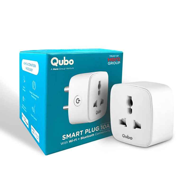 Qubo 10A Wi-Fi + BT Smart Plug |Energy Monitoring & Voice Control from Hero Group Qubo 10A Wi-Fi + BT Smart Plug |Energy Monitoring & Voice Control from Hero Group
