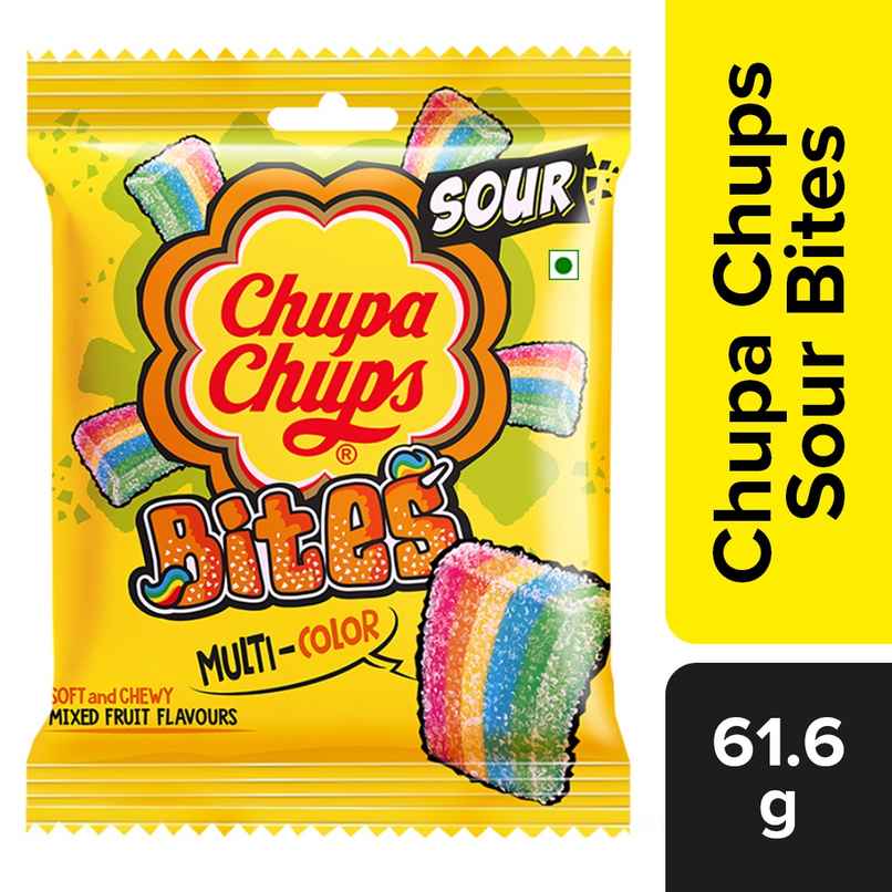 Chupa Chups Sour Bites Mixed Fruit Flavour Soft And Chewy Toffee