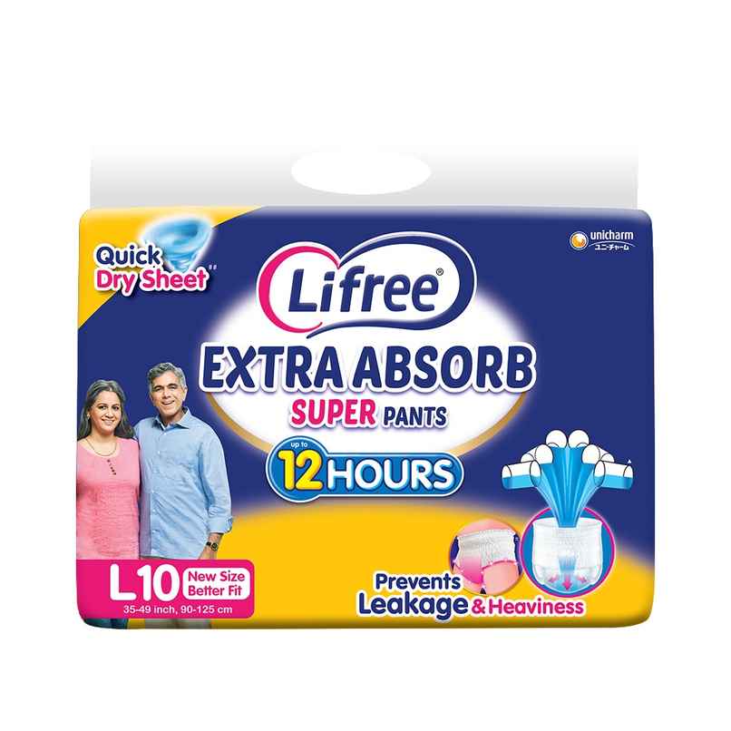 Lifree Super Extra Absorb Adult Diaper Pants Unisex | Waist (35-49 Inches) - L
