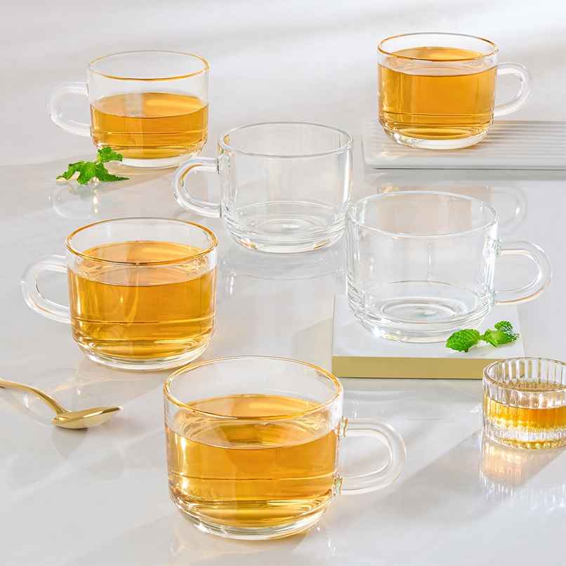 Borosil Chai Time 210 ml 6Pc Tea - Coffee Mug Set, Made In India Borosilicate