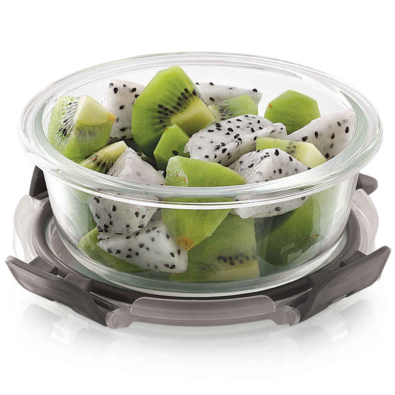 Magnus Glock 400 ml Round Grey Container with Airtight Lid & Detachable Lock, Borosilicate Glass Magnus Glock 400 ml Round Grey Container with Airtight Lid & Detachable Lock, Borosilicate Glass