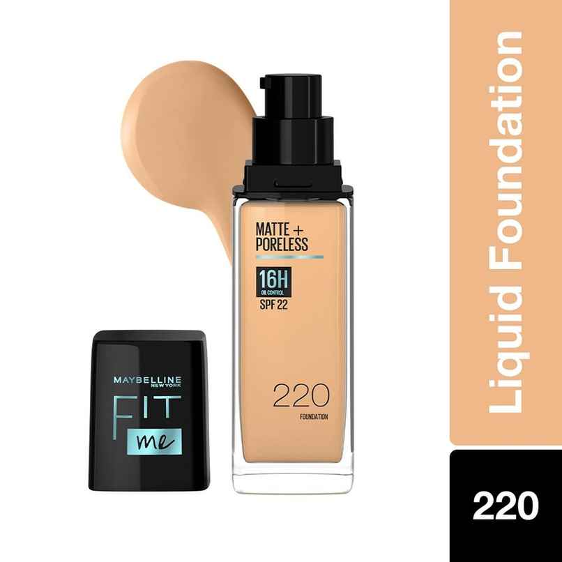 Maybelline New York Fit Me Matte + Poreless Liquid Foundation With Spf | 220 Natural Beige Maybelline New York Fit Me Matte + Poreless Liquid Foundation With Spf | 220 Natural Beige
