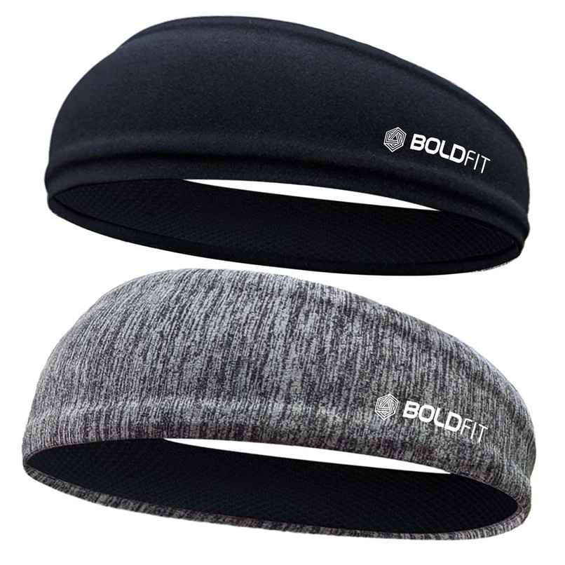 Boldfit Sports Headband | Black & Black Melange for Gym & All Activities Boldfit Sports Headband | Black & Black Melange for Gym & All Activities