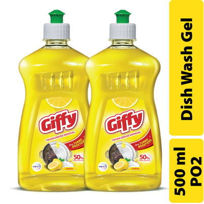 Giffy Concentrated Liquid Dish Wash Gel, Active Salt and Lime - 2X Faster Tough Grease Removal Giffy Concentrated Liquid Dish Wash Gel, Active Salt and Lime - 2X Faster Tough Grease Removal