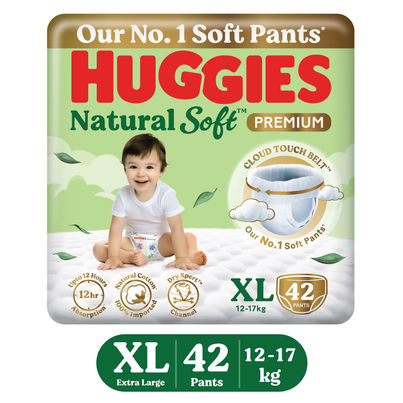 Huggies Natural Soft Premium Baby Diapers | Pant Style | XL | 42 pcs Huggies Natural Soft Premium Baby Diapers | Pant Style | XL | 42 pcs