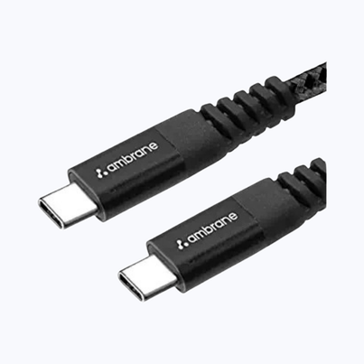 Ambrane RCTT15 Unbreakable 60W Fast Charging 1.5M Braided Type C to Type C Cable for Smartphones, Tablets, Laptops & Other Type C Devices, PD Technology, 480Mbps Data Sync - Black