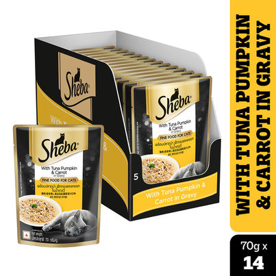 Sheba Fine Adult Tuna Pumpkin & Carrot in Gravy Wet Cat Food