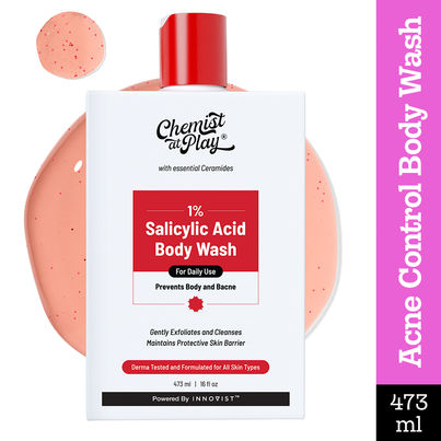 Chemist At Play 1% Salicylic Acid Acne Body Wash Shower Gel For Acne Control For Women & Men