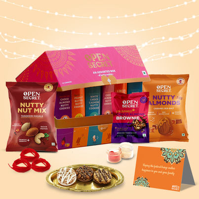 Open Secret Diwali / Bhaidooj Chocolate, Brownie and Flavoured Dry Fruits Gift Hamper