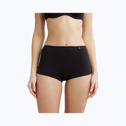 Jockey SS04 Women's Super Combed Cotton Elastane Stretch Underwear BoyShorts|Concealed Waistband | Black-M