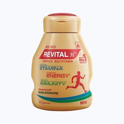 Revital Men Multivitamin with Calcium & Ginseng for Immunity, Strong Bones & Energy (30 Capsules)