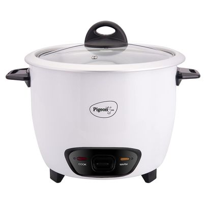 Pigeon by Stovekraft Joy 400 Watts Rice Cooker, 1 litres, Toughened Glass Lid, Energy Efficient Cooking - White Pigeon by Stovekraft Joy 400 Watts Rice Cooker, 1 litres, Toughened Glass Lid, Energy Efficient Cooking - White