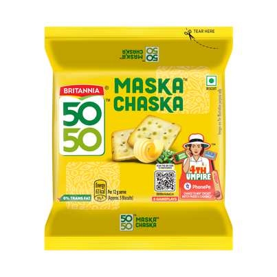 Britannia 50-50 Maska Chaska Biscuits Butter Flavoured Crackers | Trans Fat-free