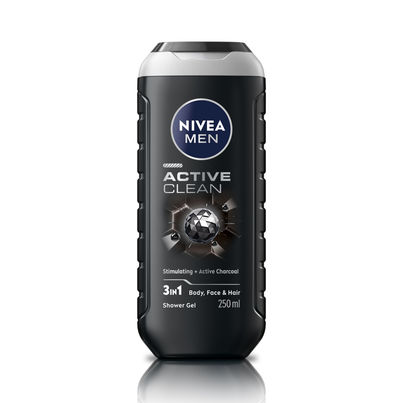 Nivea Men Active Clean with Active Charcoal Shower Gel for Body Face & Hair Nivea Men Active Clean with Active Charcoal Shower Gel for Body Face & Hair
