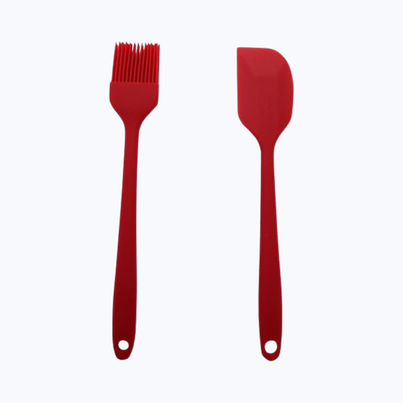 Silicone 2 Pc Brush and Spatula - 8"