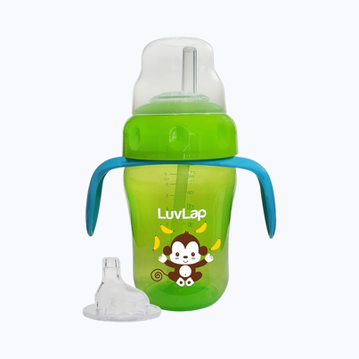 LuvLap Banana Time 2 in 1 Sipper with Soft Silicone Spout & Straw, BPA Free, 6m+