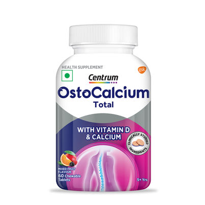 Centrum OstoCalcium Chewable Tablets - Calcium & Vit. D for Strong Bones & Joints (60 Veg Tablets)