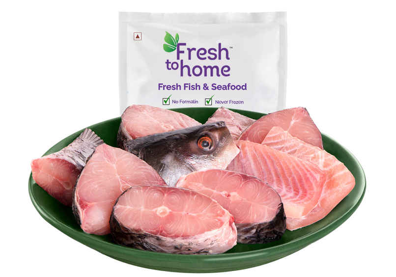 Freshtohome Rohu / Rui - Bengali Cut with Head (400g-420g Pack) Freshtohome Rohu / Rui - Bengali Cut with Head (400g-420g Pack)