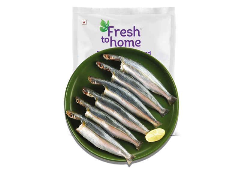 FreshtoHome Sardine / Mathi Cleaned with Partial Head (280g to 300g Pack)