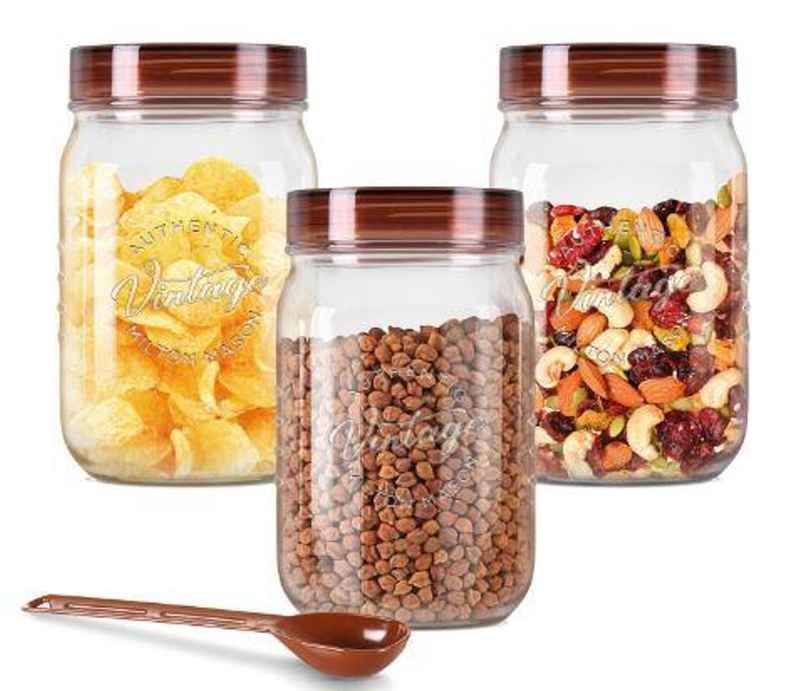Milton Plastic Vintage Pet Jar Set Of 3, 750 ml Each, Transparent