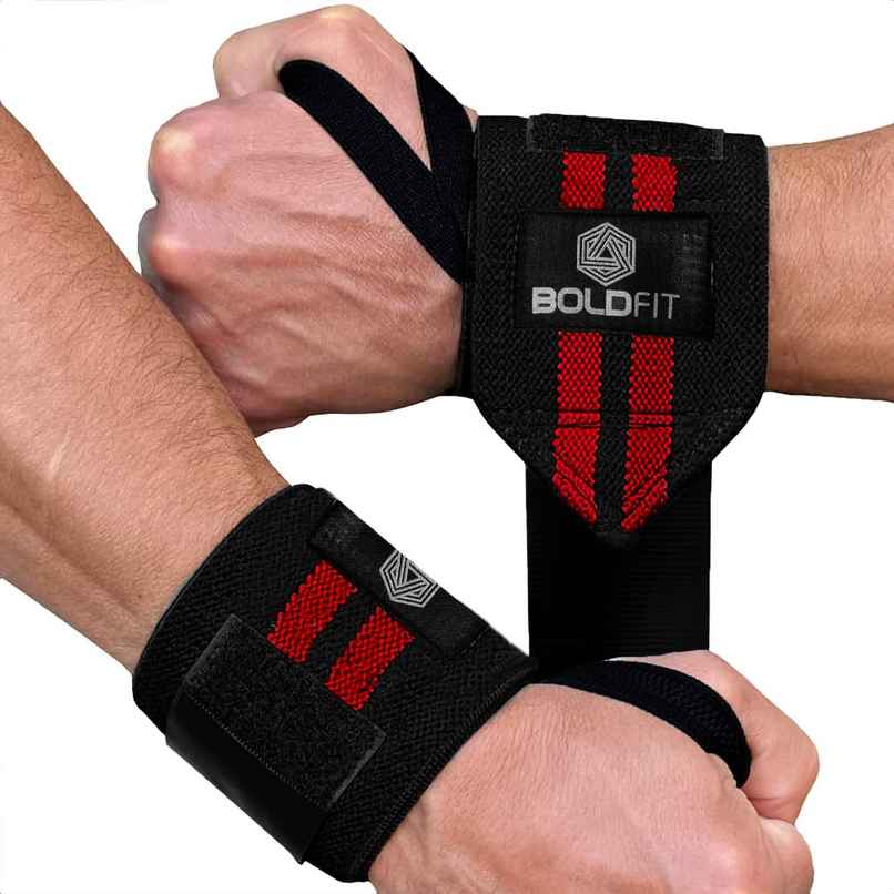Boldfit Cotton Wrist Band For Men & Women, Wrist Supporter For Gym Red Black 2 Stripes Boldfit Cotton Wrist Band For Men & Women, Wrist Supporter For Gym Red Black 2 Stripes