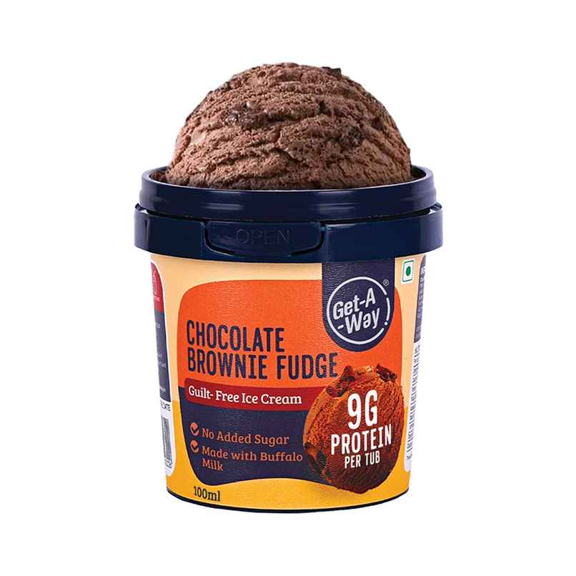 Get-A-Way Chocolate Brownie Fudge High Protein Ice Cream Cup | Zero Added Sugar