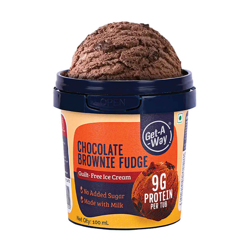 Get-A-Way Chocolate Brownie Fudge High Protein Ice Cream Cup | Zero Added Sugar Get-A-Way Chocolate Brownie Fudge High Protein Ice Cream Cup | Zero Added Sugar