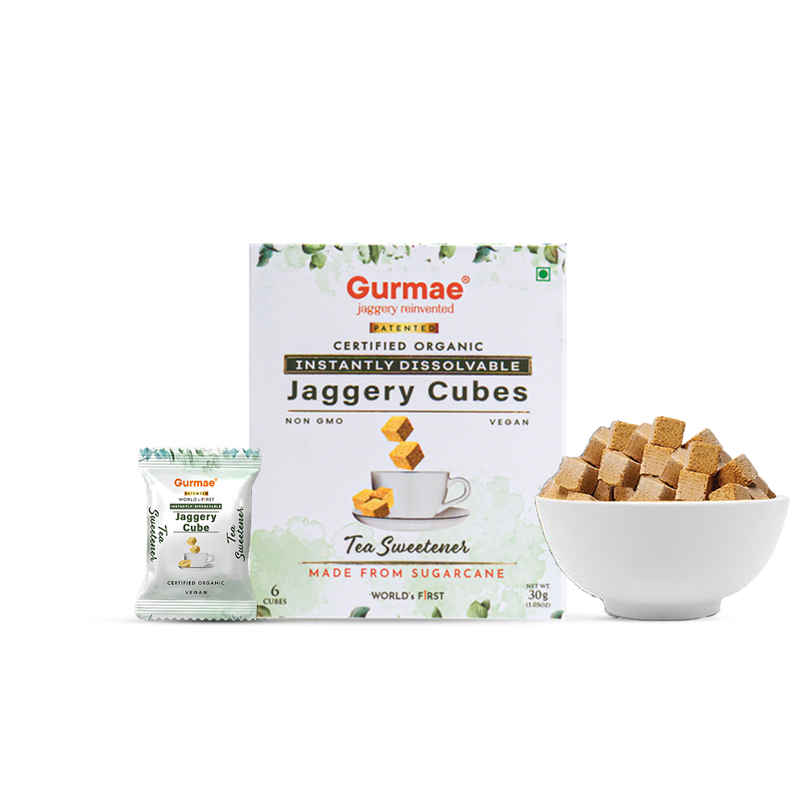 Gurmae Certified Organic Instantly Dissolvable Jaggery Cubes Tea Sweetener