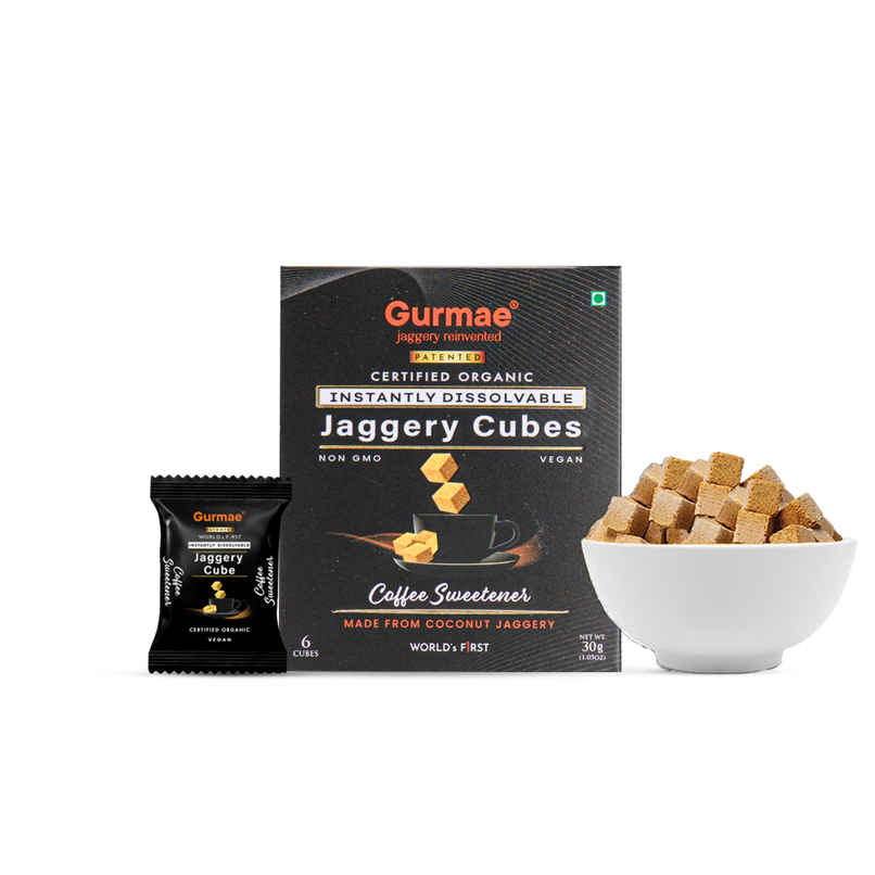 Gurmae Certified Organic Instantly Dissolvable Jaggery Cubes Coffee Sweetener