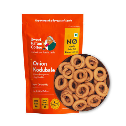 Sweet Karam Coffee Onion Kodubale / Ring Murukku | No Palm Oil and No Maida