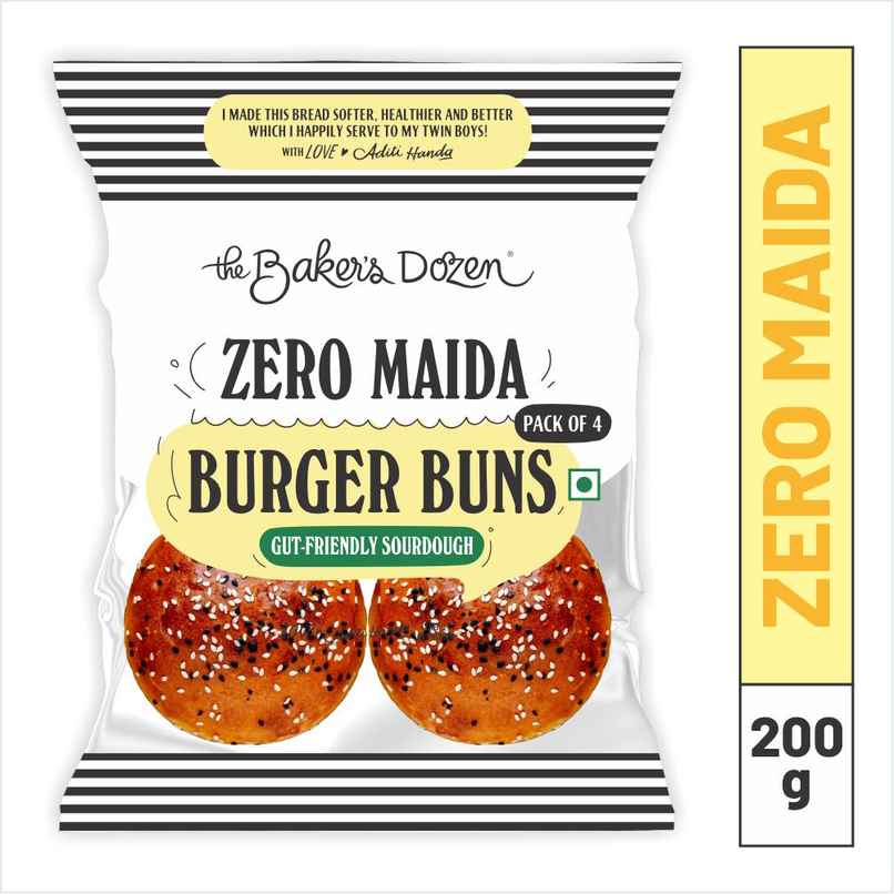 The Baker's Dozen Zero Maida Burger Buns | Whole wheat | Atta Bun | Gut Friendly Sourdough bread