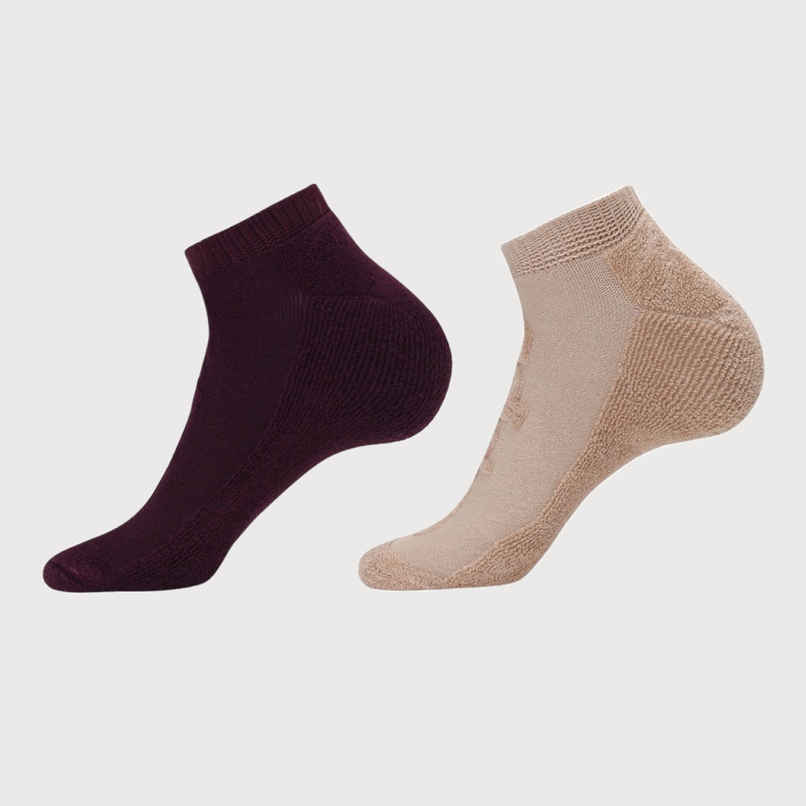Adidas Unisex Reverse Select Terry Low Cut Shadow Socks | One Size | Maroon & Magic Beige