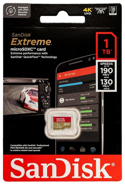 Sandisk Extreme Microsd Uhs I Card 1Tb For 4K Video,190Mb/S Read, 130Mb/S Write Sandisk Extreme Microsd Uhs I Card 1Tb For 4K Video,190Mb/S Read, 130Mb/S Write