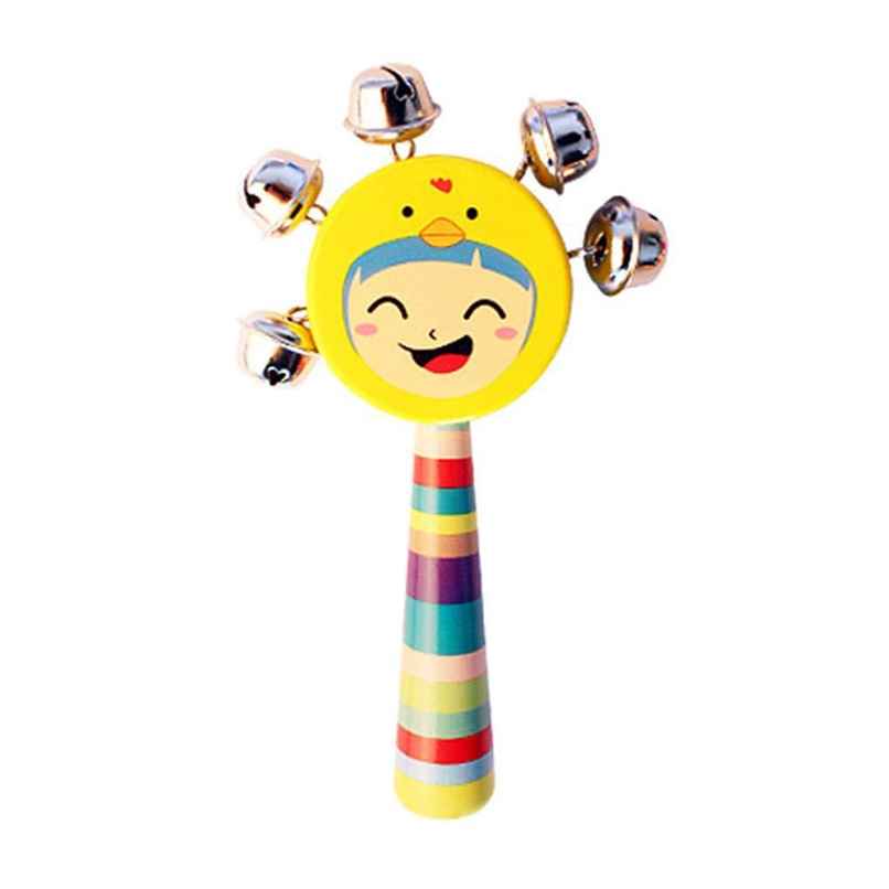 Toyshine Baby Smile Wooden Hand Bells Rattle Toy - Assorted
