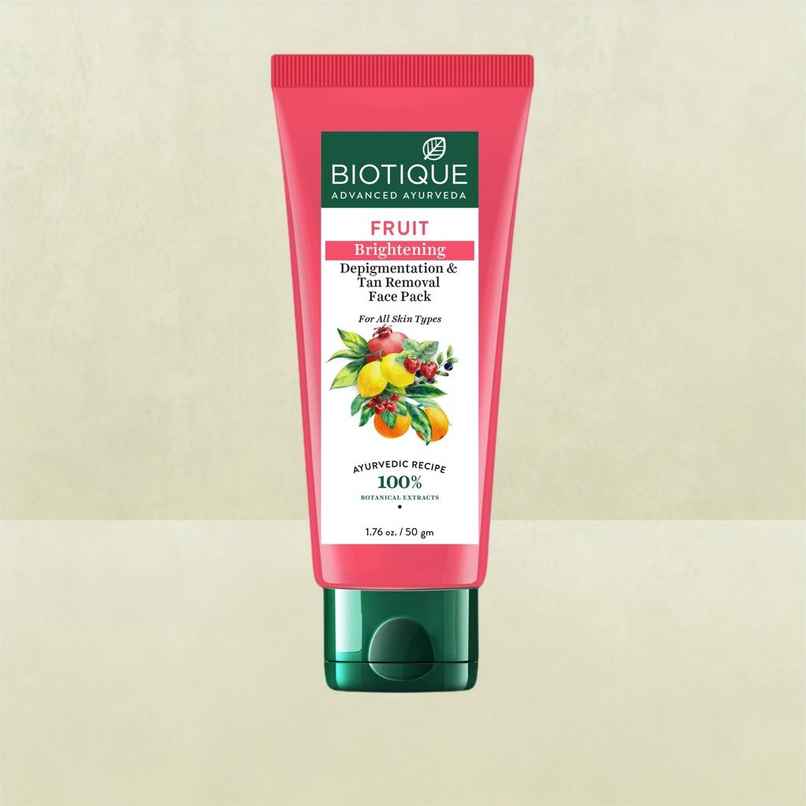 Biotique Fruit Brightening Depigmentation & Tan Removal Face Pack Tube