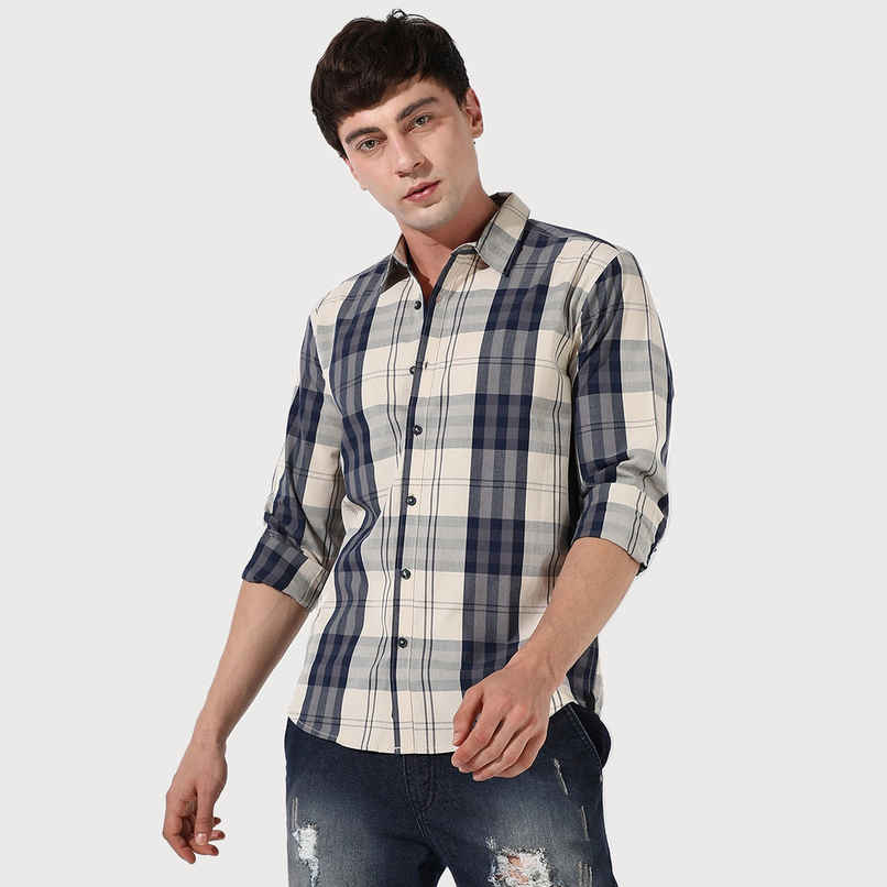 Campus Sutra Men's Tartan Plaid Shirt | Multicolour - XL