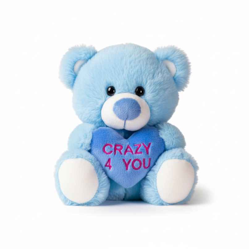 DearJoy Teddy Bear with Message on a Heart Blue 30 cm