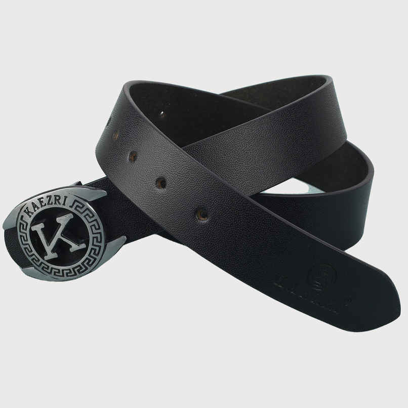 Kaezri Genuine Leather Black Belt for Men With Imported Buckle | Kzblddcb 38 Kaezri Genuine Leather Black Belt for Men With Imported Buckle | Kzblddcb 38