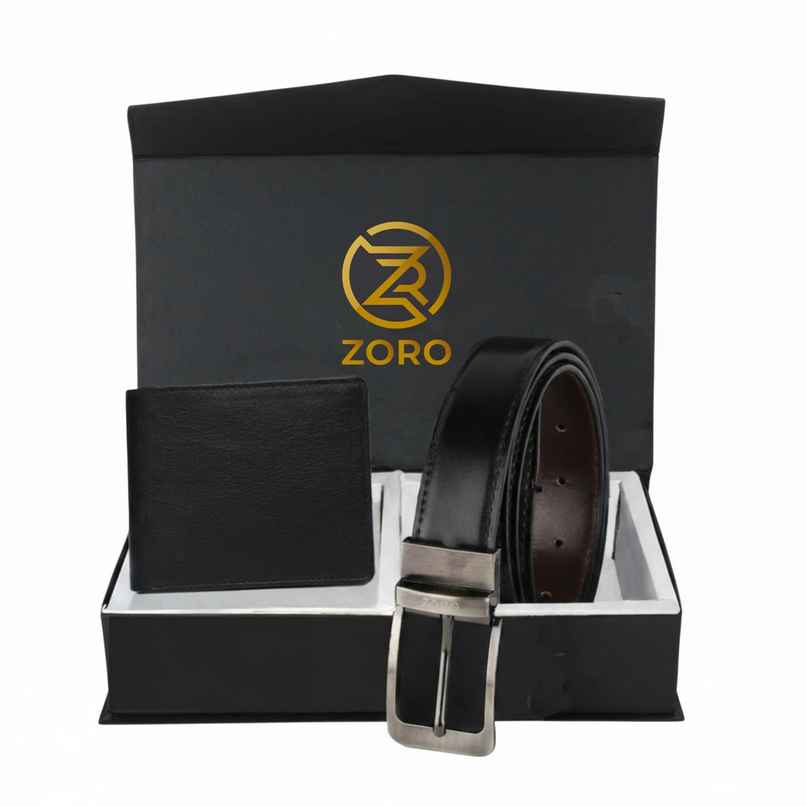 ZORO Men's Vegab Leather Belt & Wallet Combo Fits up to 40 Waist