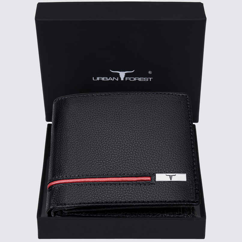 URBAN FOREST Men's Stag Leather Wallet | Black & Red URBAN FOREST Men's Stag Leather Wallet | Black & Red