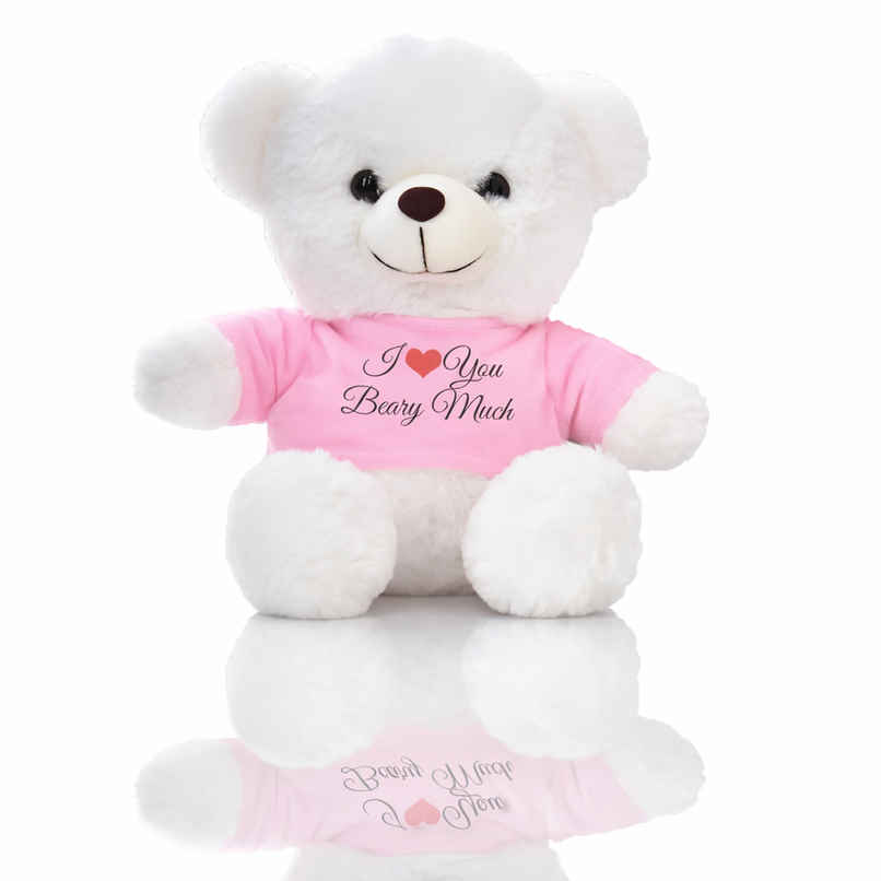 Fablue Soft Cuddly Teddy Bear Soft Toy for Kids | Ultra-Soft Plush Toy with Pink Shirt