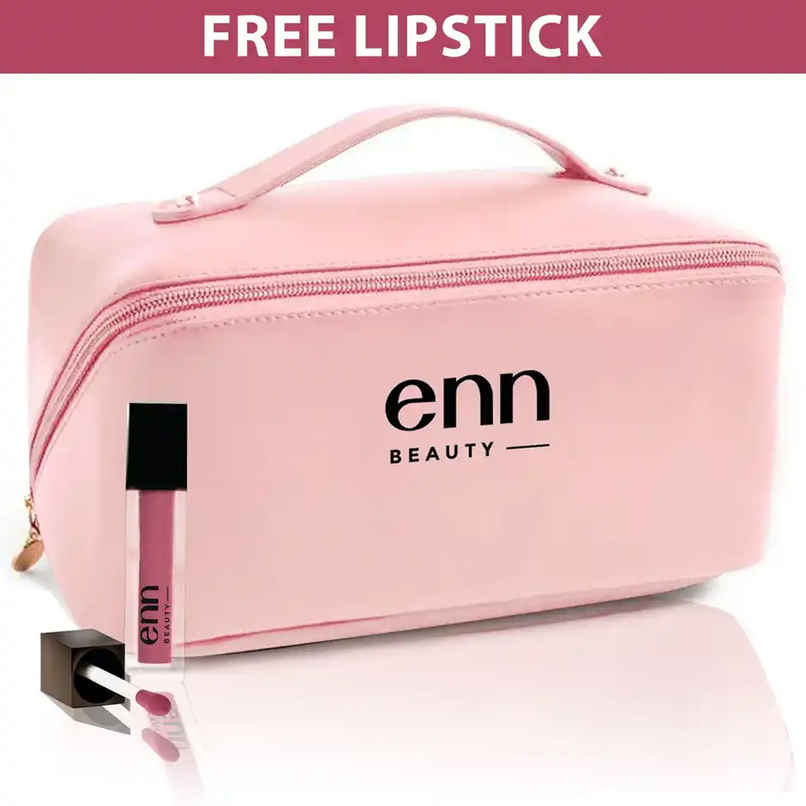 ENN Beauty Travel Tote | Multifunctional Organizer Makeup Bag with Free Lipstick
