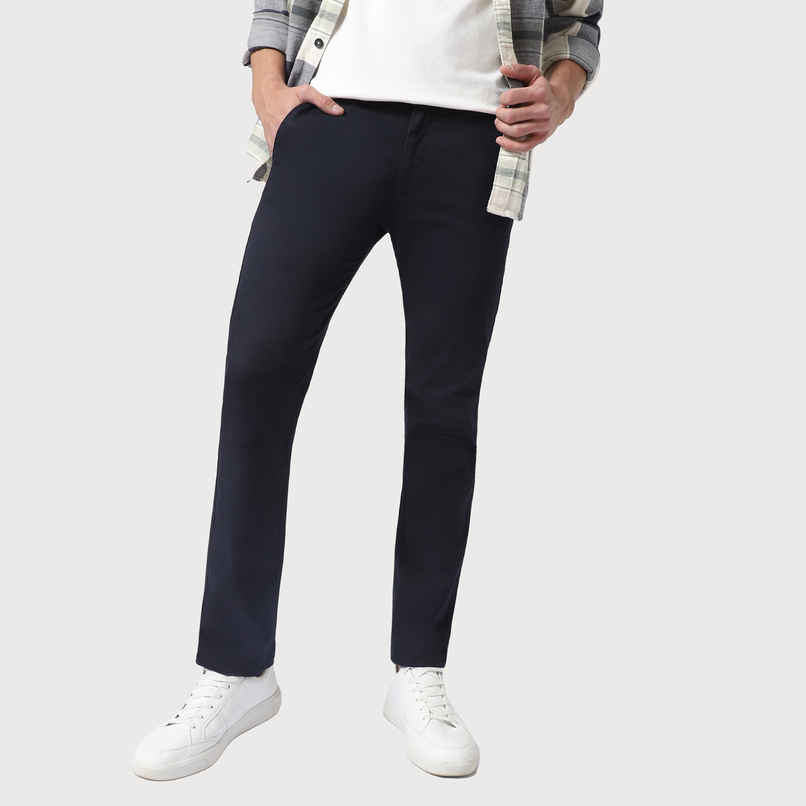 Urbano Fashion Men's Navy Blue Cotton Slim Fit Casual Chinos Trousers Stretch-30