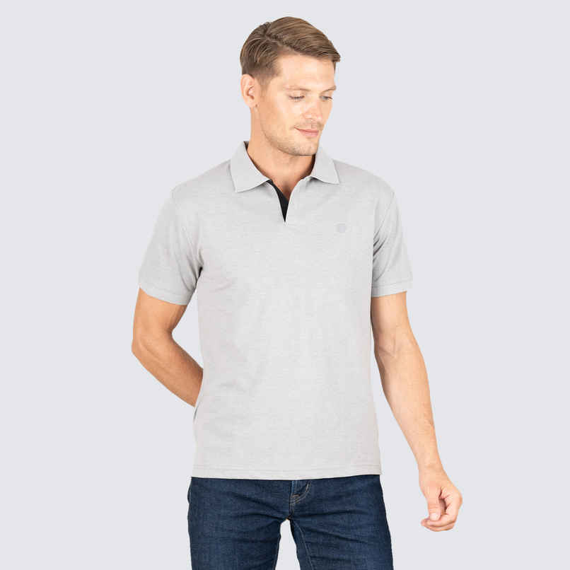 Lux Cozi Men's Cotton Polo T-Shirt, Grey Melange, 2XL Lux Cozi Men's Cotton Polo T-Shirt, Grey Melange, 2XL