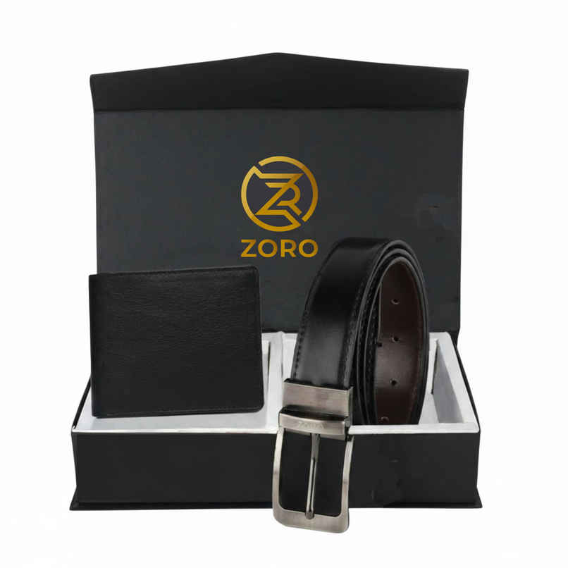 ZORO Men's Vegab Leather Belt & Wallet Combo Fits up to 40 Waist