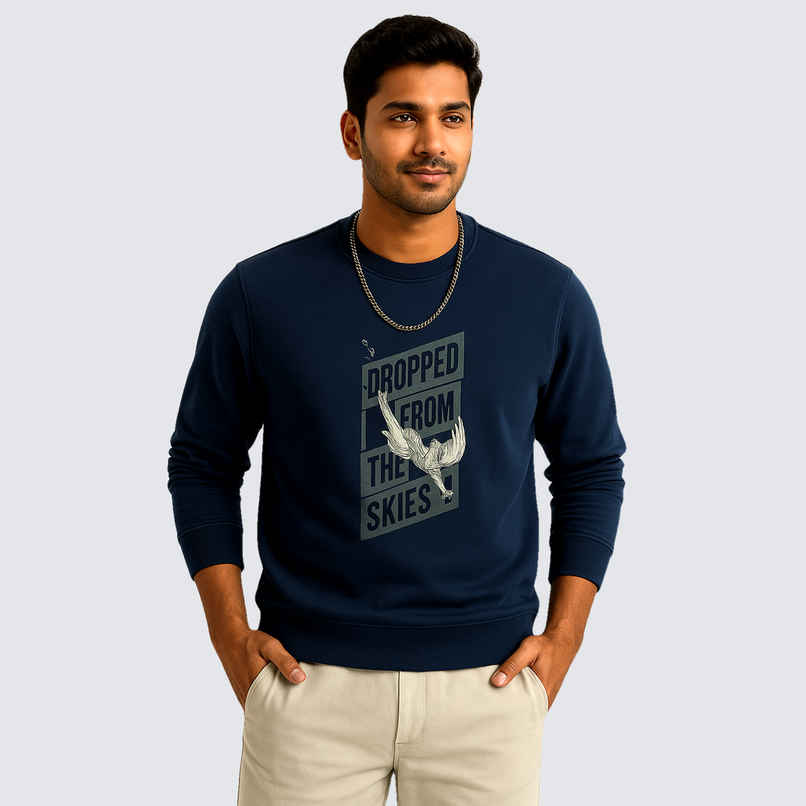 Gcyx Men's Pure Cotton Sky Drop Sweat Shirt | Navy - XL