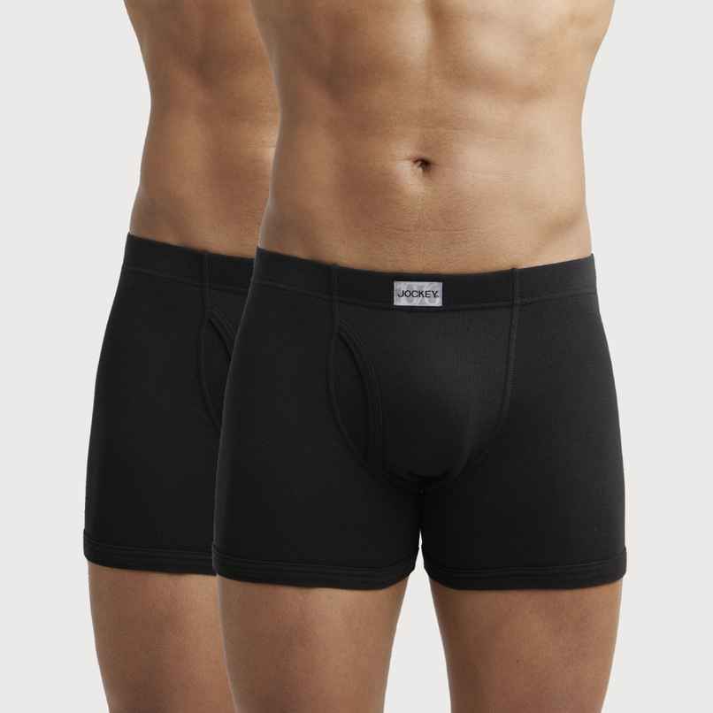 Jockey 8008 Men's Super Combed Cotton Underwear Boxer Brief | Ultrasoft Durable Waistband | Black - M
