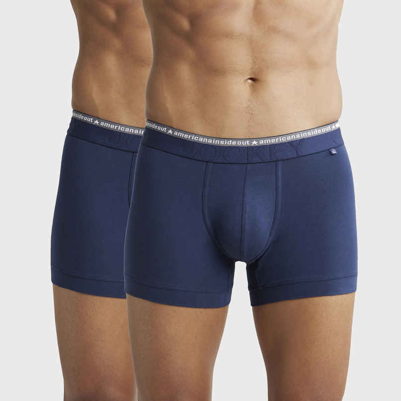 Jockey US60 Men's Super Combed Cotton Elastane Stretch Underwear Solid Trunk|Ultrasoft Waistband|PO2 | -XL