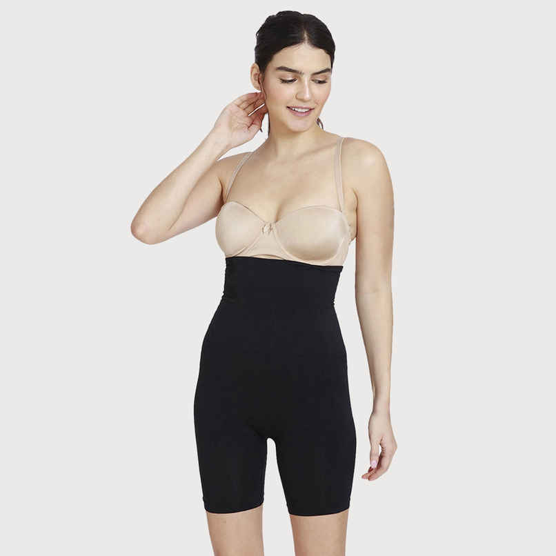 Zivame Women's All day Highwaist Thigh Shaper | Black - S