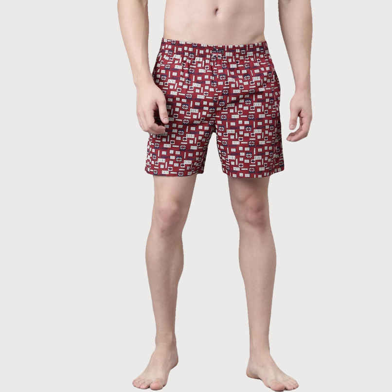 Pepe Jeans Mens Rumba Red Aop 100% Cotton Printed Boxer - Pack of 1 (M) Comfort Fit, Soft Fabric